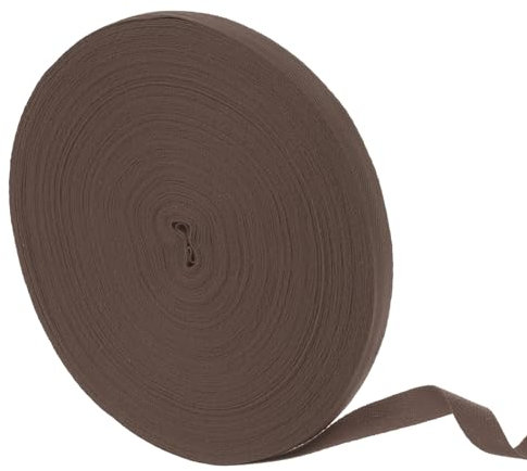 sourcing map 45,7 m Baumwoll-Twillband, 15 mm Fischgrätenband, Schrägband, zum Nähen von Kleidung, Basteln, Braun