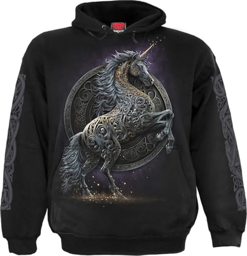 Spiral Celtic Unicorn Männer Kapuzenpullover schwarz XL 100% Baumwolle Basics, Einhorn, Rockwear