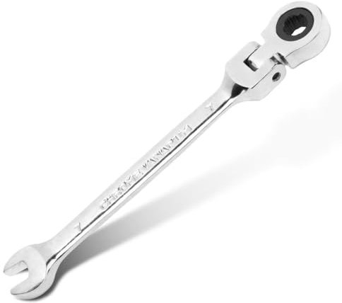 JOISIDE Llave Combinada de Carraca 7 mm Herramienta de llaves de Trinquete ángulo Ajustable de 180 °,72 Dientes, Acero al Cromo Vanadio