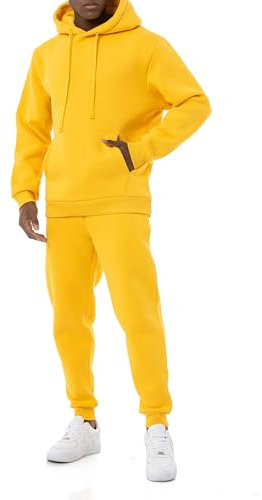 Redbridge Elegante tuta da jogging da uomo, con cappuccio e pantaloni da jogging, giallo., S
