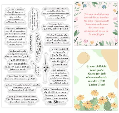 ORIGACH Deutsch Dankeschön Sprüche Klare Stempel Silikonstempel für Karten machen DIY Scrapbooking Fotoalbum Dekoration