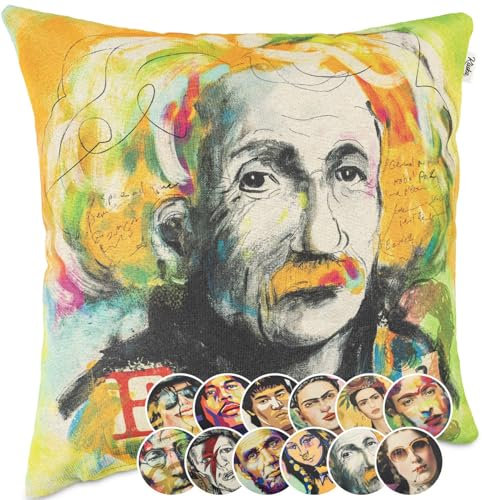 Kissenbezug Dekokissen Gobelin Kissen Sofakissen Kissenbezüge Kissenhülle Zierkissen Pop Art Motiv beidseitig Bedruckt Albert Einstein 40x40cm ohne Füllung