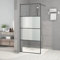 Rantry Parete Doccia Walk in Nera 90x195 cm Vetro Semi Smerigliato ESG, Parete Doccia Fissa, Gruppo Doccia a Parete, Parete Doccia Scorrevole, Parete Doccia Walk-in per Bagno Decorazione da Mobili