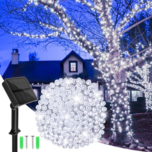 Dalugo Solar Garden Lights Outdoor, 12m 120 LED Solar Powered String Lights, Waterproof Cool White Fairy Lights 8 Modes for Garden, Patio, Yard, Festival, Party Decorations