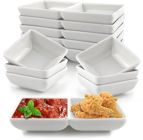GZqiancang 12 Piezas Cuencos Cuadrados para Salsas, Mini Cuencos Para Salsas para Aperitivos, Sushi, Salsas De Soja, Especias (Unicelular/Doble rejilla)