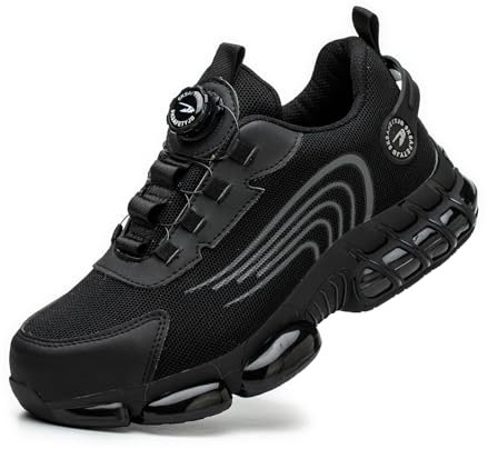Zapatos de Seguridad para Hombre Mujer Zapatillas Ligeros Calzado Trabajo Comodo Antideslizante con Puntera de Acero Black 44 EU