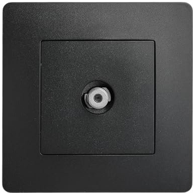 DEBFLEX - Caly - Prise Type F 2400 MHz - Prise Coaxiale Pour Connexion Antenne ou Parabole - ABS - Installation Encastrée - Noire - 85 x 85 x 35 mm