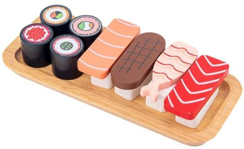 Tsffae 1 Set Sushi-Spiel-essensset, Hölzernes Rollenspiel-küchenspielzeug Für Kinder, Sushi-Essen-Spiel-lernspielzeug Für Mädchen Und Jungen