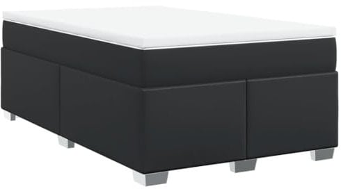 vidaXL Boxspringbett, Polsterbett Bett mit Matratze, Bettgestell mit Lattenrost, Doppelbett für Schlafzimmer, Schwarz 120x200cm Kunstleder