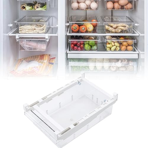 Refrigerator Drawer Large Capacity Transparent Rectangular Fridge Under Shelf Drawer Fridge Organizer Bin for Kitchens