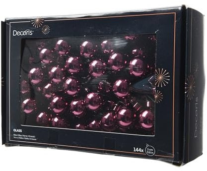 Kaemingk Weihnachtskugeln am Draht Glas 2cm x 144 Stück Spiegelbeeren glänzend - kleine Dekokugeln - Christbaumschmuck & Weihnachtsdeko - Dunkel Mauve