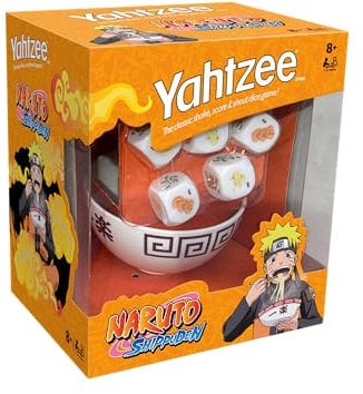 Winning Moves Yahtzee Naruto Shippuden Special Edition Würfelspiel - Roll Ichiraku Ramen Zutaten, Familienstrategischer Spaß, Reisespiel, klassisches Spiel für Naruto-Fans