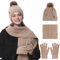 Mütze Und Schal Set Damen, Mütze, Schal & Handschuh-Sets Für Damen 3 In 1, Beanie Mütze Schal Set Damen Winter, Touchscreen Handschuhe Schal Und Mütze Damen Set Winter Wärmer Mütze Damen Winter(Khaki)