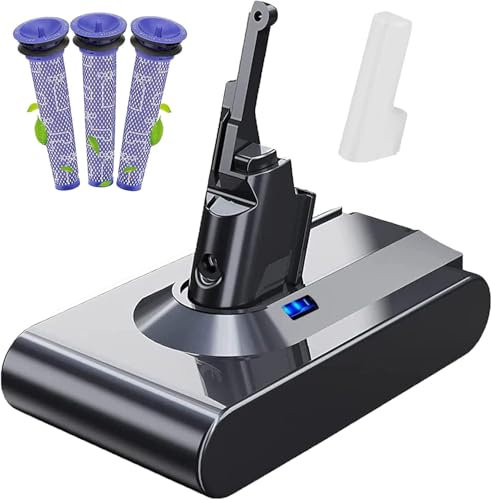 Ersatz-kompatibler für Dyson V8 Animal/Absolute/Motorhead/Fluffy/SV10 Handheld Cordless Vacuum Lithium Ion 967834 05 Akku (Inklusive 3 Filter)