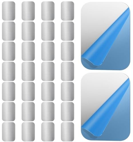 Bangbobi - Set de 30 Placas metálicas Autoadhesivas para imanes, Placa metálica Fina de Acero Inoxidable, Cuadrada, versátil como Base Adhesiva para imanes