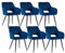 CLIPOP Esszimmerstühle, 6er Set, Polsterstühle mit Armlehnen, Metallbeine, Samtbezug, Samt Blau, bis 150 kg belastbar, für Arbeitszimmer, Wohnzimmer, Schlafzimmer (6er, Samt Blau)