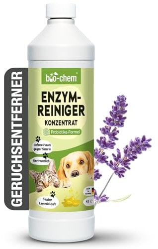 bio-chem Enzymreiniger Konzentrat 1000 ml - Tiefenwirksamer Geruchsentferner gegen Urin, Katzenurin & Hundeurin - Mikrobiologischer Geruchsneutralisierer für Hunde & Katzen Geruch
