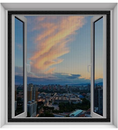 Zanzariera per Finestre Antizanzare,W140xH150cm Tenda Zanzariera Moschiera Adesiva Universale Per Porta Finestra Balcone Camper Anti insetti Zanzare Fai Da Te Nero