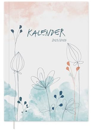 Eine der Guten Terminkalender A5 - Studienplaner 2025 2026, 18 Monate Wochenplaner & Notizbuch für Juli 25 bis Dez. 26, Softcover Taschenkalender, Weiß Blau Rosa, klimaneutral, FSC Papier