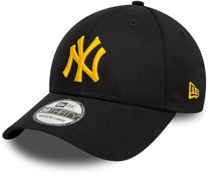 New Era MLB 39Thirty Cap New York Yankees schwarz gelb Teamlogo Baseball Kappe Stretch Cap - S-M