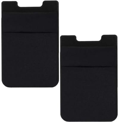 2 Pezzi Porta Carte di Credito per Cellulare, Pelle Vegana Porta, Titolare Della Carta per Cellulare Adesivo, Tasca Adesiva Per Tessere Carte Badge Taschino Autoadesivo Per Cover, Nero