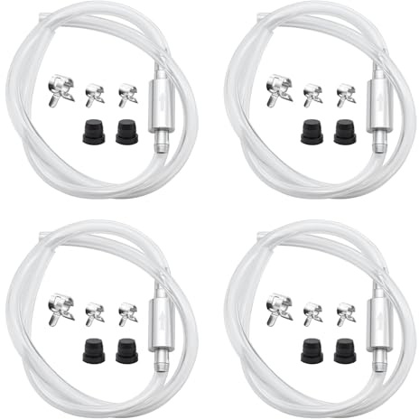4 Pcs Universal Brake Bleeder Hose Kit with One-Way Check Valve, Rubber Brake Bleeder Hose, Brake System Bleeding Tools for Car, Motorcycle, Includes Fixing Clips & Rubber Caps