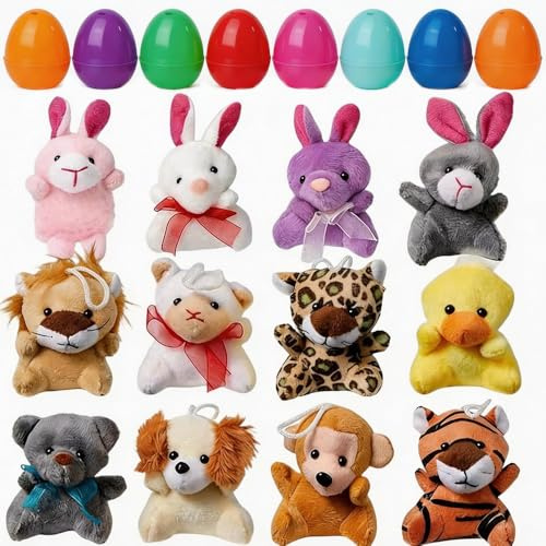 Bedruckte Ostereier, 2026 Neu Gefüllte Ostereier mit Tieranhänger, Ostern Eier, Ostereier mit Überraschung Ostern Geschenke für Partygeschenke Zubehör, Ostereiersuche, Osterkörbchenfüller (12PC)