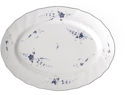 Villeroy & Boch Vieux Luxembourg Ovale Servierplatte, 43 cm, Premium Porzellan, Weiß/Blau, Porcelain