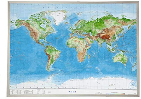 Welt Gross 1 : 53.500.000 mit Aluminiumrahmen
