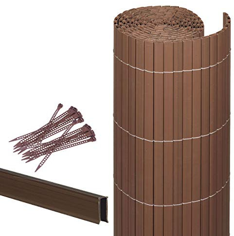 Videx-Sichtschutzmatte Rügen, Kunststoff nussbaum, 25 Schlaufen, 3m U-Profil, 100x 300cm