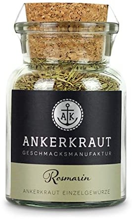 Ankerkaut Rosmarin Gewürz, gerebelt, getrocknet, perfekt für Kartoffeln, Essen mit Kartoffel würzen, Kartoffelspalten, Wedges, Gitterkartoffeln würzen, 40g im Korkenglas