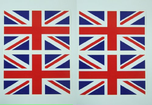 4 adesivi della bandiera inglese, dimensione: grande