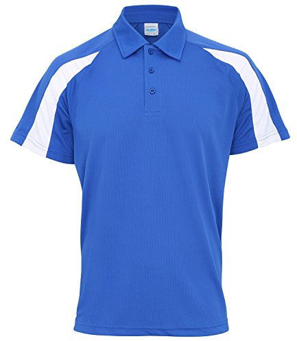 AWDis Just Cool - men's breathable short sleeve polo shirt, men’s, gentlemen summer/sport, Royal Blue/ Arctic White, M