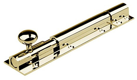 Architectural Sliding Barrel Bolt Shoot Internal Door Bathroom Slide Lock Bolts (150mm x 38mm, Polished Brass)