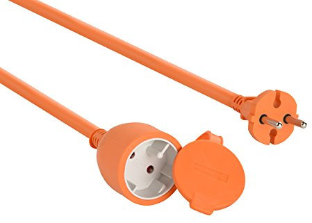 Rallonge de jardin 16A, Pronlongateur orange 20 mètres, câble H05VVF 2x1,5 pour appareils de classe II (sans terre)
