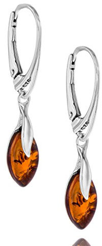 Damen Ohrringe Tropfenform Bernstein Aus Sterling Silber 925
