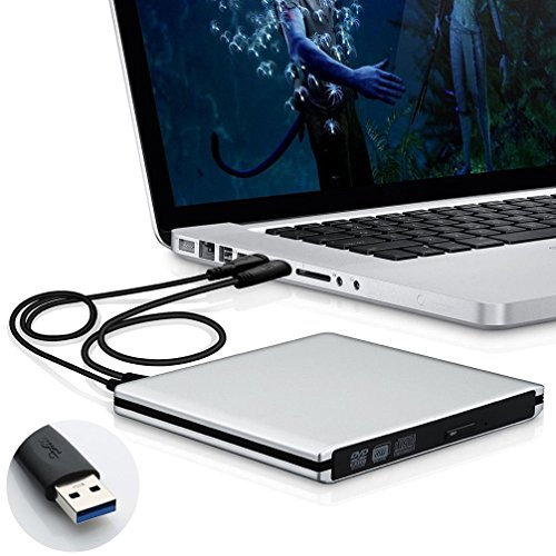 Wolf War Ultra Slim External USB 3.0 CD/DVD-RW Writer Burner Player for Apple Macbook Pro Air Imac or Other PC/Laptop