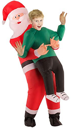 Morph Santa Inflatable Costume For Kids - Funny Blow Up Santa Carrying Costume For Christmas Celebrations, One Size