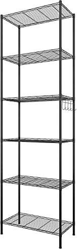 Himimi Regal,abstellraum Regal,Badezimmerregal Shelf,hoch schmal Standregale,Lagerregal 6 Ablage Küchenregal Metallregal, verstellbare Ablagen,Drahtkorb,54 x 29 x 160cm,Schwarz