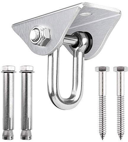 KWODE Edelstahl Schwerlast Deckenhaken Premium Hängematten Haken, 2 Schraube für Beton Holz Yoga Hängematte Stuhl Sandsack, Wand-Haken, Decken-Haken, Traglast bis 400Kg