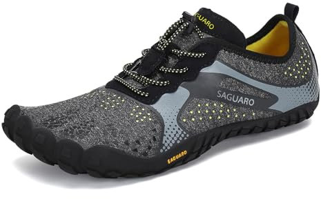 SAGUARO Barfußschuhe Herren Fitnessschuhe Damen Barfussschuhe Schnell Trocknend Traillaufschuhe rutschfest Unisex Aquaschuhe Atmungsaktiv Leicht Sommer Outdoor Wasserschuhe Temperament Schwarz 41 EU