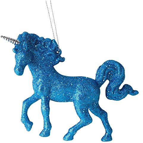 Christmas Concepts® 16cm Glitzer Einhorn Dekoration - Luxus Weihnachtsdekoration (Königsblau, Packung mit 1)
