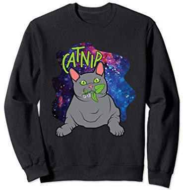 Gato Catnip Planta en el Espacio Lindo Gato Nip Sudadera