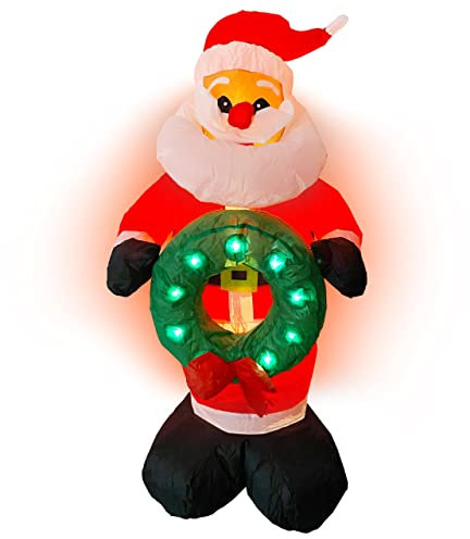 Raburg Weihnachtsmann XL Air, selbstaufblasende Deko-Figur für Weihnachten mit LED Lichtspiel, integriertes Gebläse, 120 cm groß