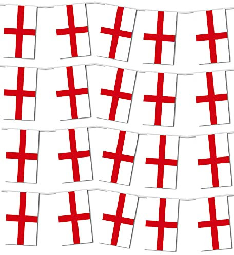 England Bunting Football Party Supporters - 24 Flags / 10m Length