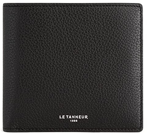 Le Tanneur, Porte-Cartes, en Cuir grainé, Emile, Homme, 2 Poches Plates, 2 Poches Billets, 8 Compartiments Cartes, Doublure Textile, Accessoire métallique Finition Argent