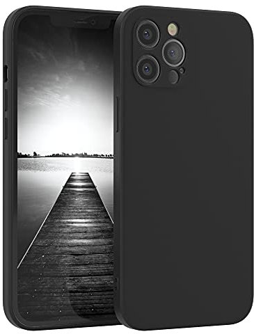 EAZY CASE - Silikonhülle für iPhone 12 Pro Max Hülle Silikon Case Schwarz stoßfeste Handyhülle iPhone 12 Pro Max Schutzhülle mit Kameraschutz Dünn Premium Schutz Cover TPU Phone Bumper in Schwarz Matt