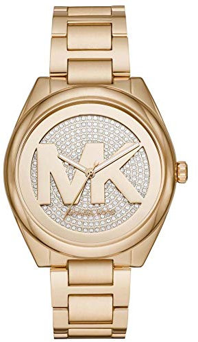 Michael Kors Reloj Janelle para Mujer, Movimiento de cuarzo de tres agujas con correa de acero inoxidable o silicona, 42 mm, Tono Oro