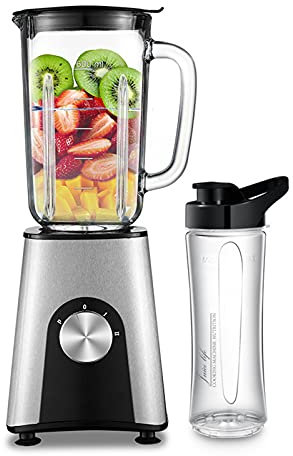 DSDD Licuadora con Jarra de 700 ML, Molinillo para nueces y Especias, y 1 Vaso portátil con Tapa para Beber Batidos y licuados,