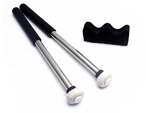 TUOREN 1 Paar Zungentrommel Schlägel mit Halterung Handpan Drum Sticks Gummihammer Percussion Instrument Zubehör (Typ B)